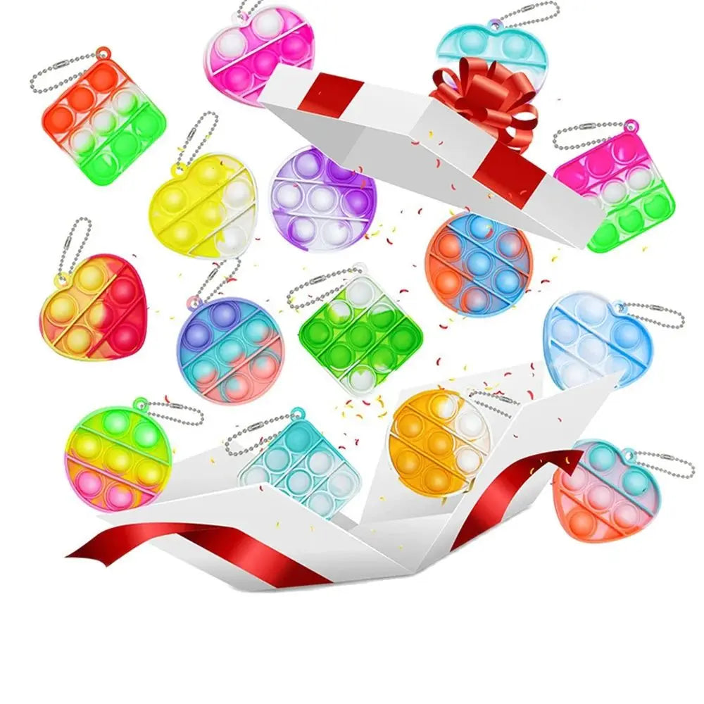 12/24 Pcs Mini with Key Chain Press Bubbles for Kids Adults Birthday Party Gifts Decoration Wedding Guest Gifts Carnival Prizes