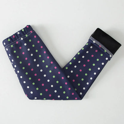 Girls Winter Leggings - Warm Plush Thickened Butterfly Print Pants for Kids