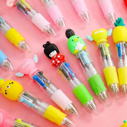 Cute Cartoon Four-Color Pens for Kids - Birthday Party Favors & School Rewards (5-30 Pack)