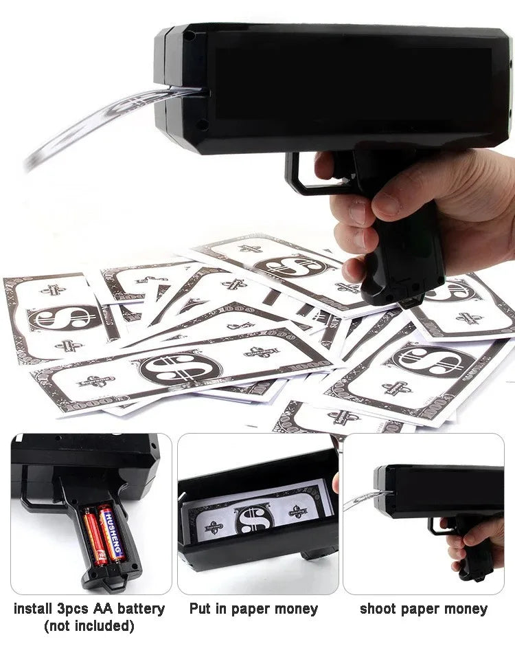 Shoot Money Gun Toy Funny Party Game Shoot Pistol Paper Money Wedding Birthday Christmas Decoration Shooter Throwing Kids Toys