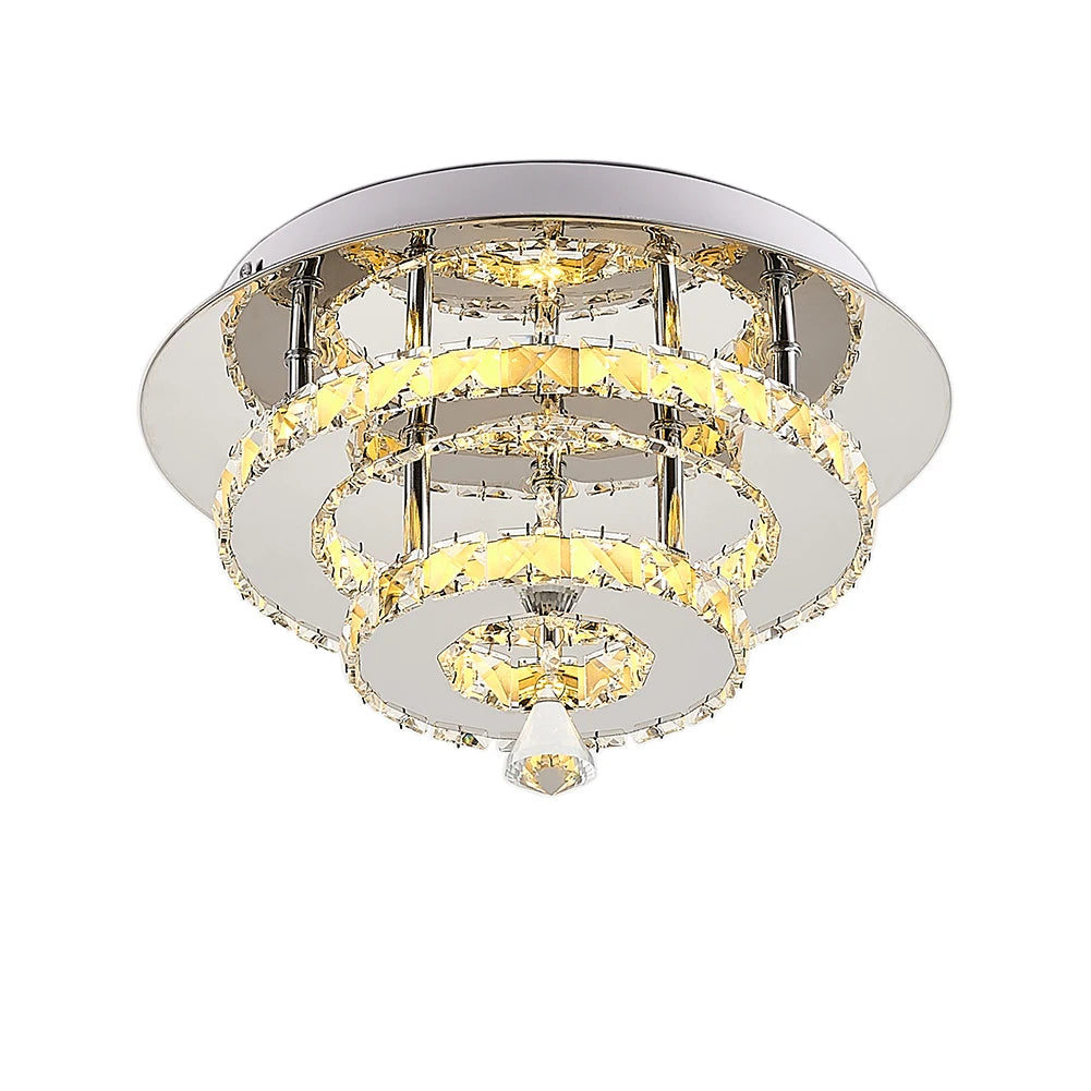 KOMORE Modern Small Crystal LED Ceiling Light, Square / Round for Office, Living Room, Bedroom, Kitchen, Hallway