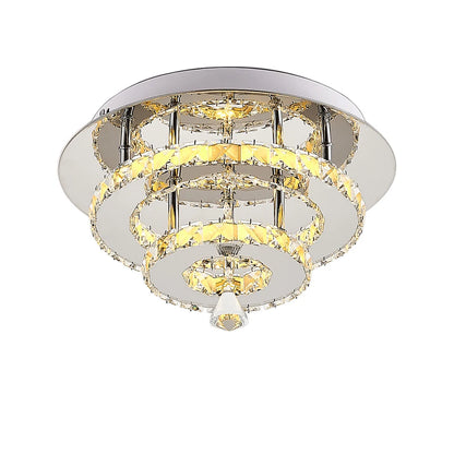 KOMORE Modern Small Crystal LED Ceiling Light, Square / Round for Office, Living Room, Bedroom, Kitchen, Hallway