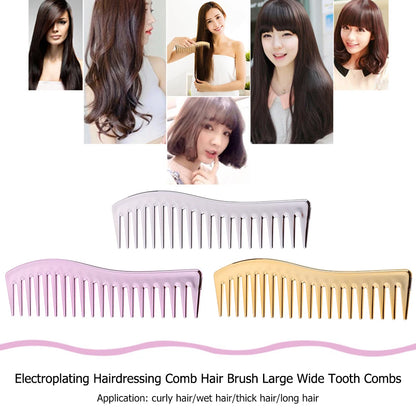 Haircut Tool Resin Electroplating Hairdressing Comb Large Wide Tooth Comb Fine Styling Cutting Comb for Beauty Salons Home Use