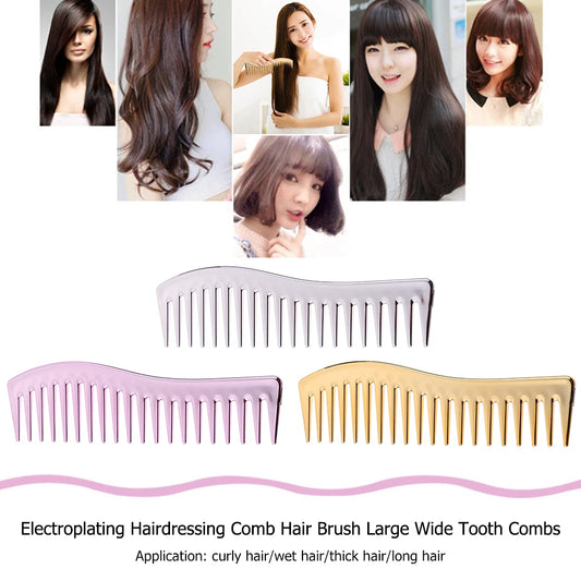 Haircut Tool Resin Electroplating Hairdressing Comb Large Wide Tooth Comb Fine Styling Cutting Comb for Beauty Salons Home Use