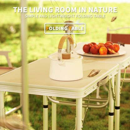 Folding Camping Table Outdoor Indoor Garden Balcony Market Kitchen Work Table Adjustable White Portable Picnic Table 60x45 cm