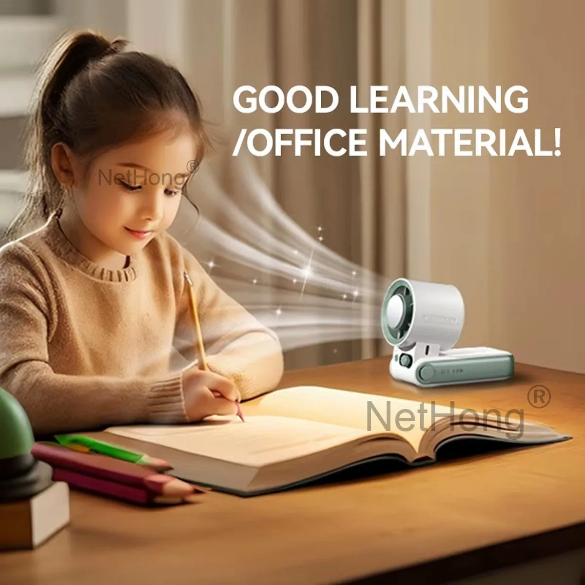 Portable Handheld Digital Turbo Fan 3600mAh Rechargeable 6 Speed Foldable Fan