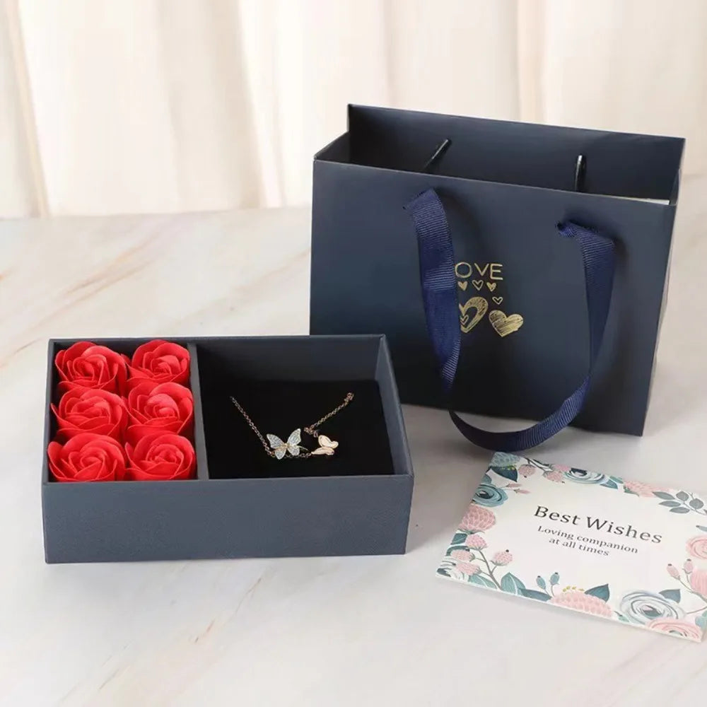 Valentine's Day Eternal Roses Gift Box Window Opening Six Rose Jewelry Gift Packaging Box Birthday Gifts Eternal Flower Ring Box