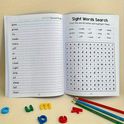 220 Sight Words Learning Workbook with Answer Key Educational Handwriting Sight Words Search Games for Age 3+ School Supplies