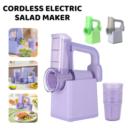 Electric Cheese Grater Portable Salad Maker With 3 Different Shapes of Blades 40W Electric Rotary Slicer Shredder ABS304