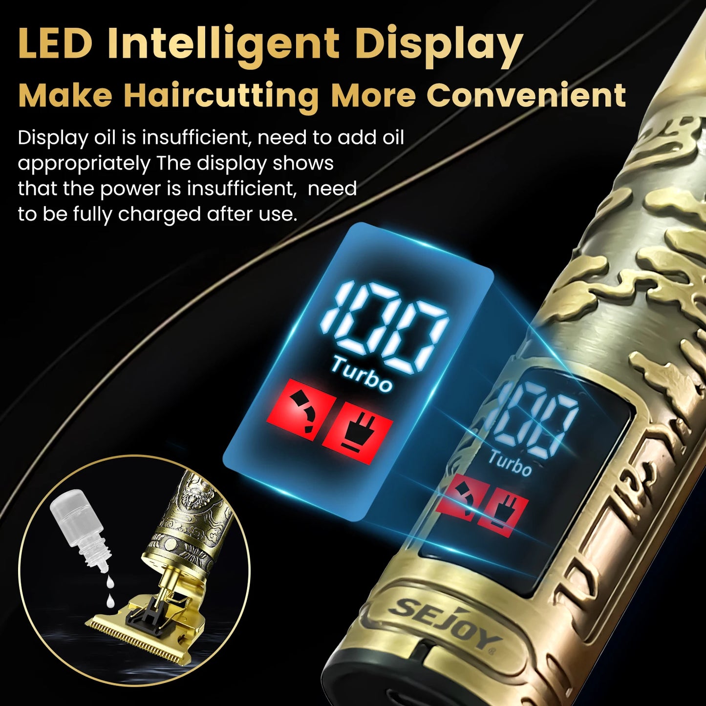 Sejoy Electric Hair Cutting Machine Adjustable Precision Professional Hair Clipper For Men Adults Kids Cordless Hair Trimmers