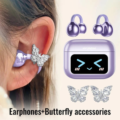 Choice HYUNDAI M100 Open Ear Gaming Earphones Sport Wireless Earbuds TWS Headset Hifi Sound Headphones With Mic For Android IOS