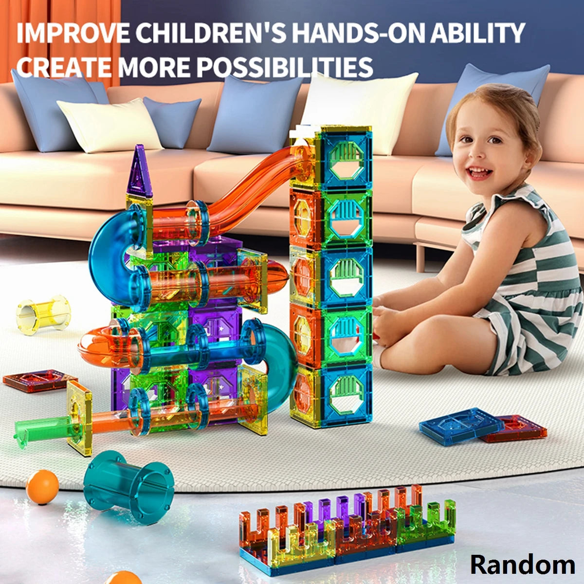 Magnetic Tile Marble Runway Toy Set STEM Educational Building Blocks for Boys and Girls Aged 3+, Great Birthday Gifts Christmas