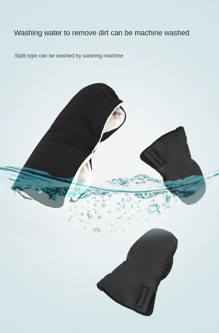 Baby Stroller Gloves Waterproof Warm Winter Antifreeze Mittens With Tissue Phone Bag Transparent Can Be Touch Screen