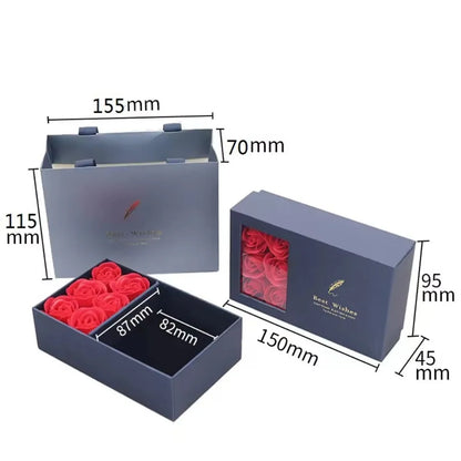 Valentine's Day Eternal Roses Gift Box Window Opening Six Rose Jewelry Gift Packaging Box Birthday Gifts Eternal Flower Ring Box