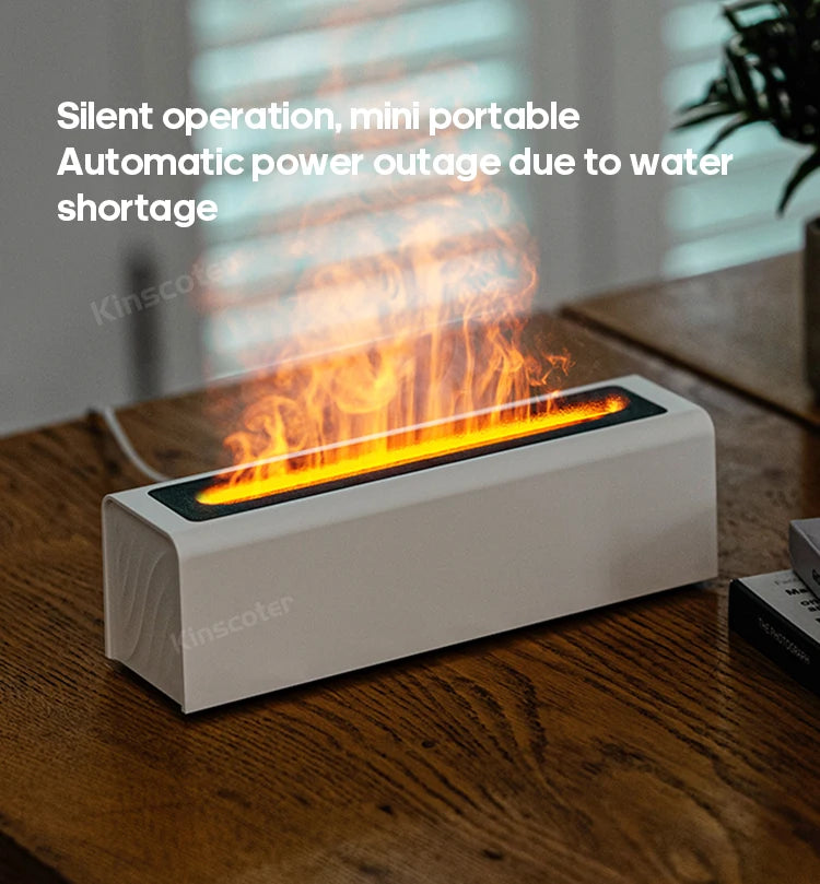KINSCOTER RGB Flame Aroma Diffuser Air Humidifier Ultrasonic Cool Mist Maker Fogger LED Essential Oil Fire LED Lamp Difusor Gift