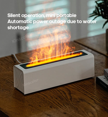 KINSCOTER RGB Flame Aroma Diffuser Air Humidifier Ultrasonic Cool Mist Maker Fogger LED Essential Oil Fire LED Lamp Difusor Gift