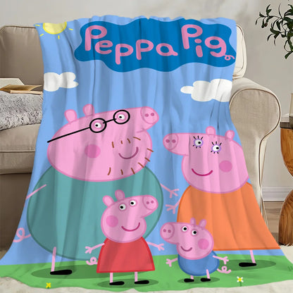 Cartoon Cute P-Pep-pa P-Pig Blanket Blanket for Couch Sofa Travel Home Hiking Picni Bed Beding Flannel Blanket birthday gift