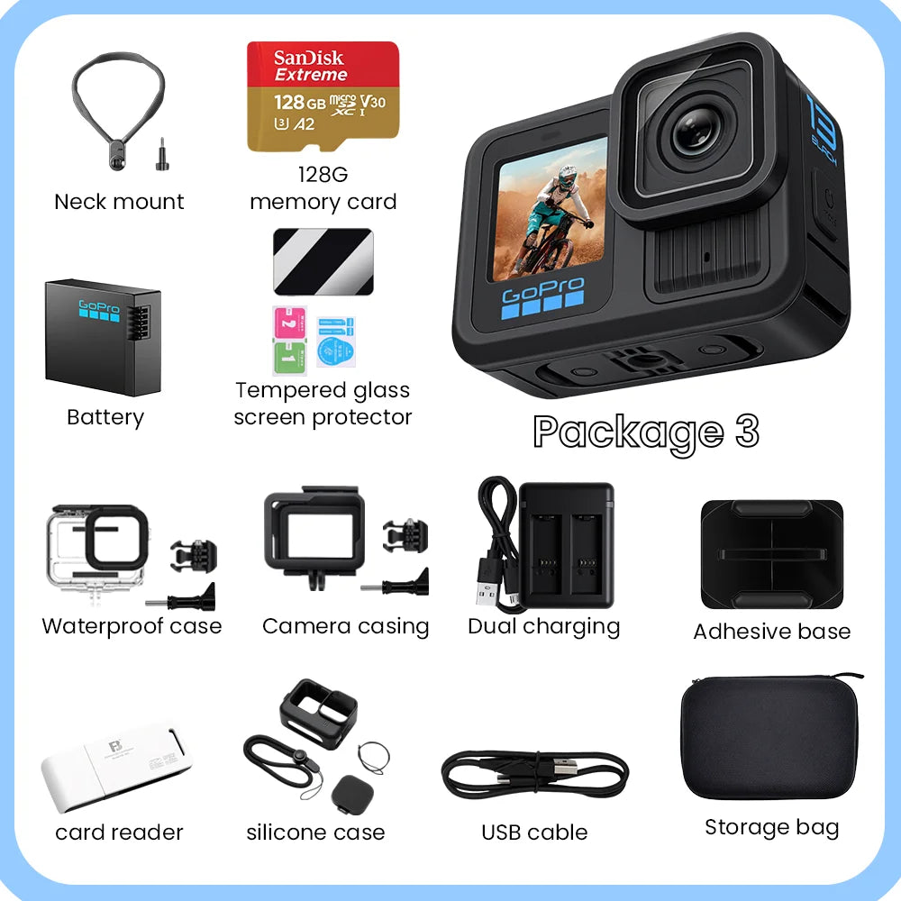 GoPro HERO 13 Black Action Camera HyperSmooth6.0 5.3K 60fps Video 27MP Go Pro13 helmet Vlog Sport Camera