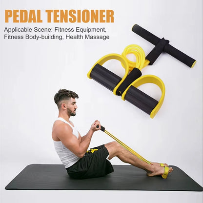 4 Tube Tension Rope Puller Pedal Ankle Exerciser Abdominal Fiess Sport UK