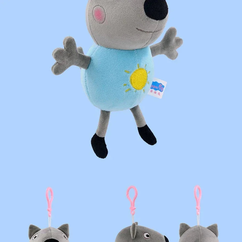 19CM Genuine Peppa Pig George Emily Candy Dennie Pedro Stuffed Plush Toys Keyring Animal Doll Pendant Children's Birthday Gifts