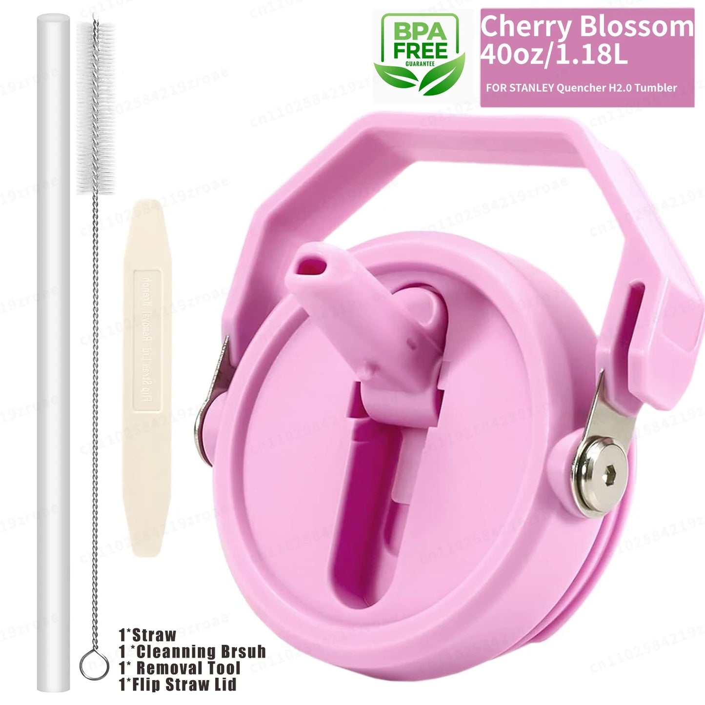 Flip Straw Lid For 40oz Stanley Tumbler Leakproof Portable Handle Lid Exact Color Detachable Flip Straw With Brush&Removal Tool