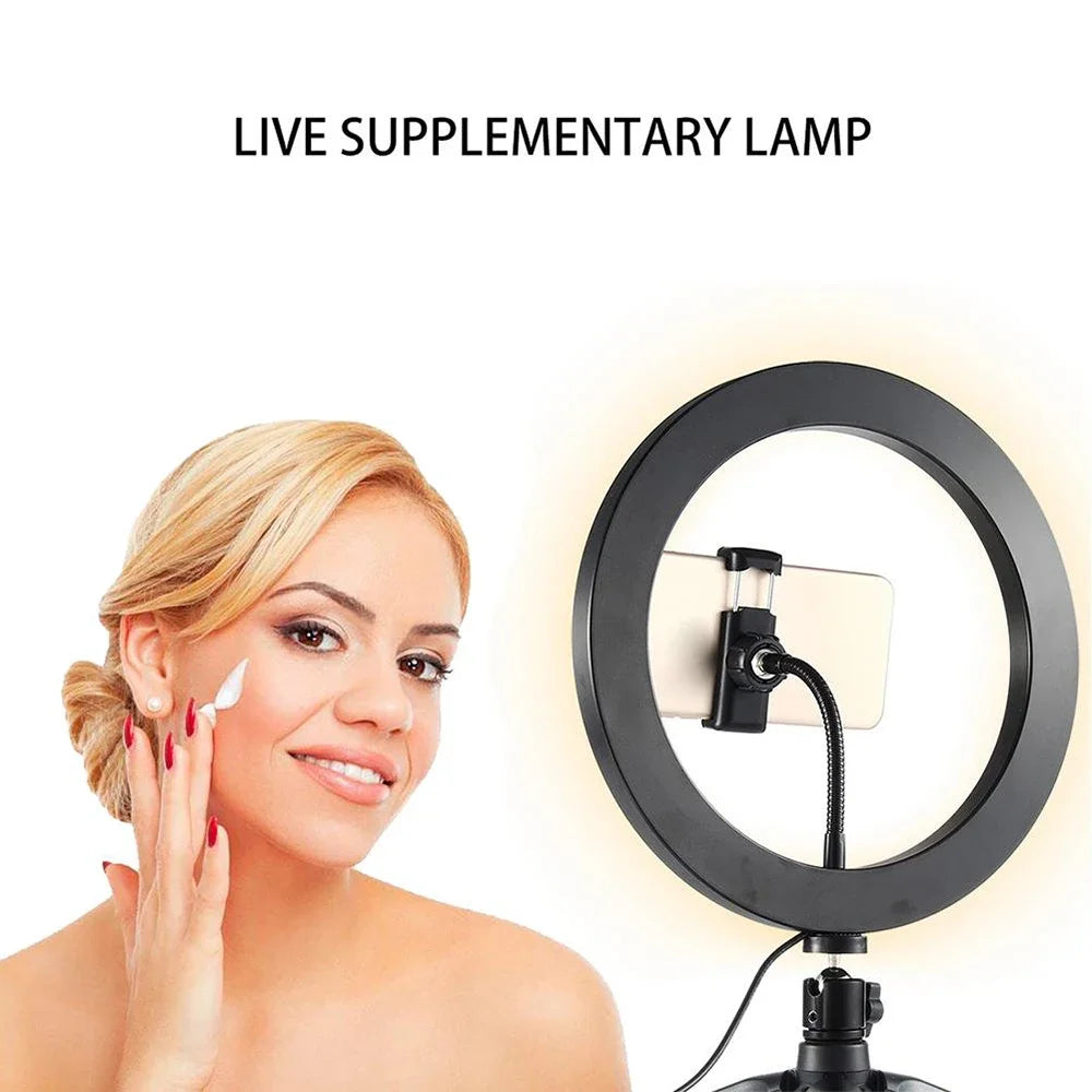 10" 26cm Dimmable LED Ring Light Kit with Tripod – 120 Beads USB Selfie & Live Streaming Lamp for Photography, Video & Makeup