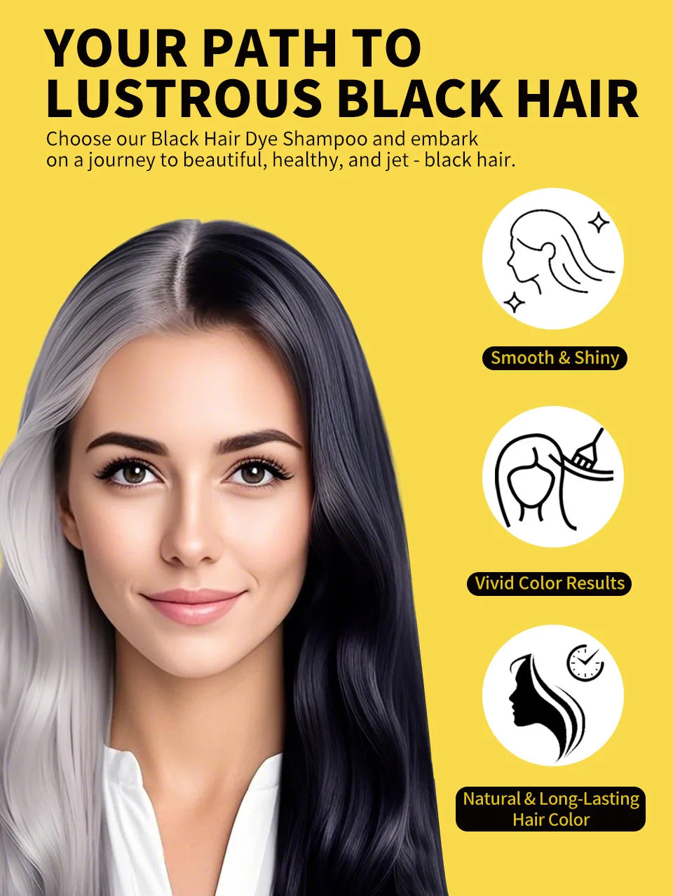 Ginger Black Hair Dye Shampoo 500ml Diy Herbal Coloring Hairs Instant Gray To Black Instant Coloring Shampoo For Women&Men