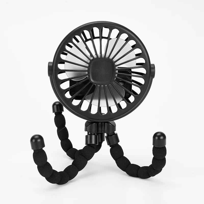 HOMEFISH Portable Baby Stroller Fan Oscillating Clip-on Mini Fan USB Battery Operated with Flexible Tripod for Pram Car Seat