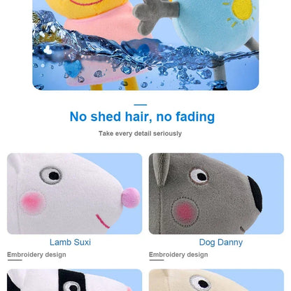 19CM Genuine Peppa Pig George Emily Candy Dennie Pedro Stuffed Plush Toys Keyring Animal Doll Pendant Children's Birthday Gifts