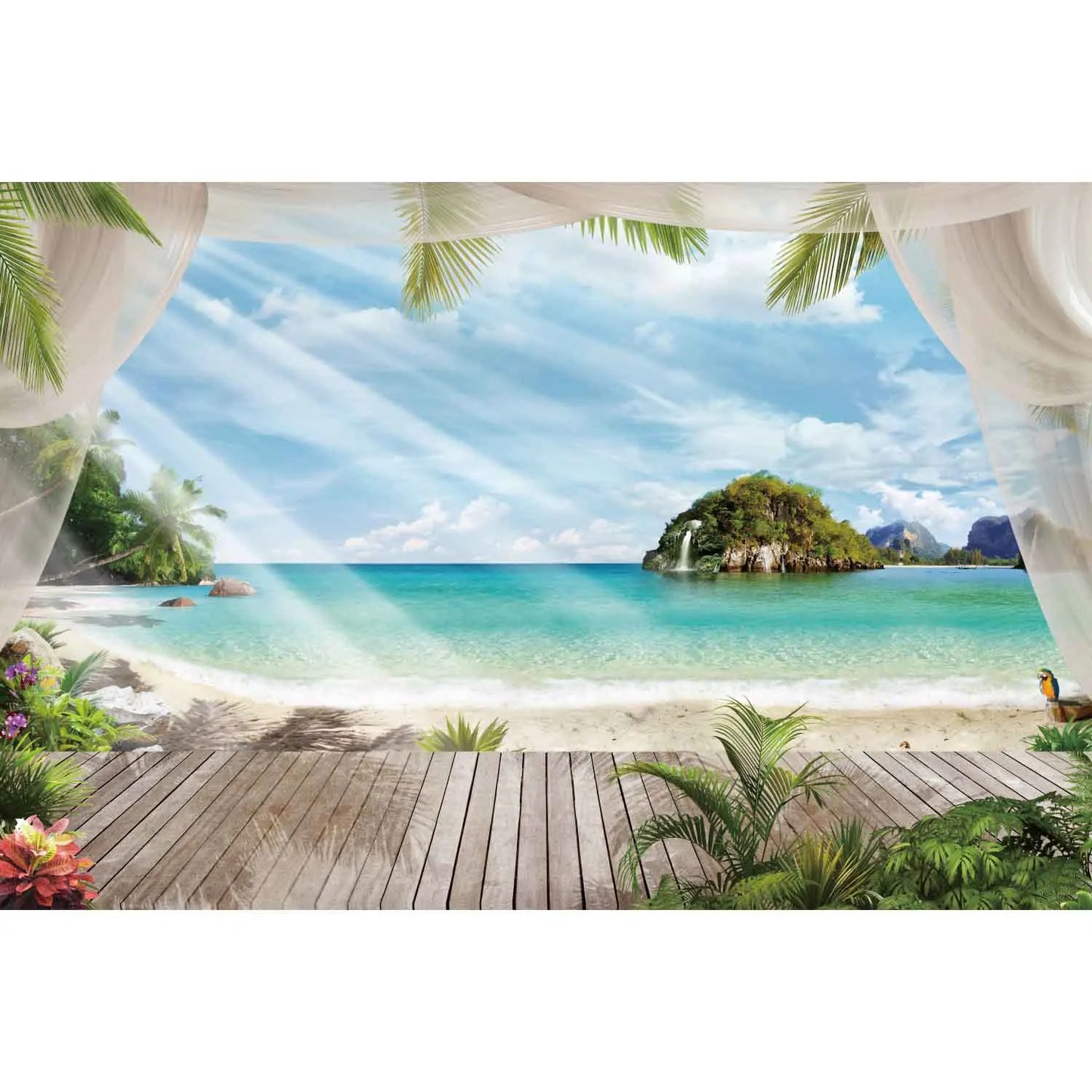 MOON.QG Tropical Summer Beach Background Photography Sunset Ocean Backdrop Newborn Photozone Wedding Accessories Shooting Props