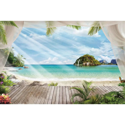 MOON.QG Tropical Summer Beach Background Photography Sunset Ocean Backdrop Newborn Photozone Wedding Accessories Shooting Props