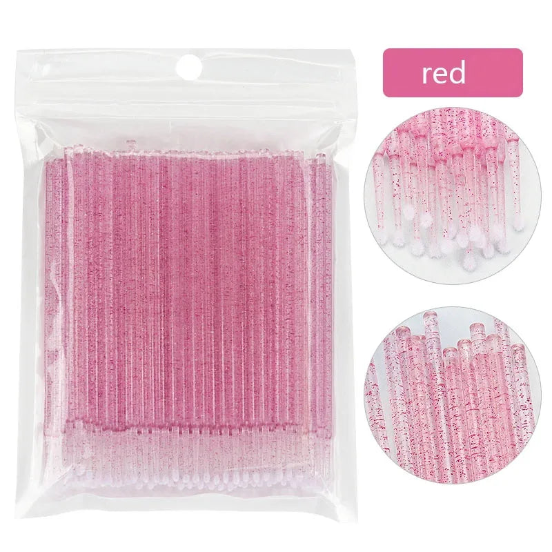100Pcs Eyelash Cleaning Brush Lash Extension Micro Cotton Swab Individual Eyelashes Microbrush Beauty Makeup Clean Remover Tools
