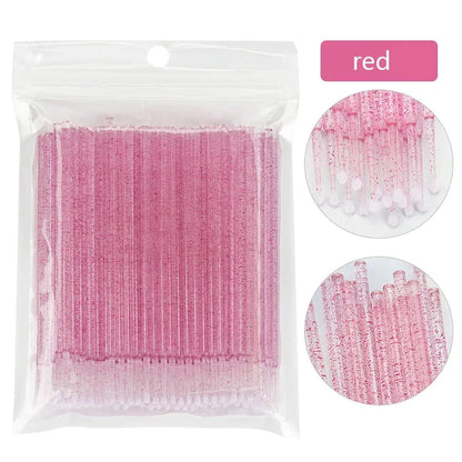 100Pcs Eyelash Cleaning Brush Lash Extension Micro Cotton Swab Individual Eyelashes Microbrush Beauty Makeup Clean Remover Tools