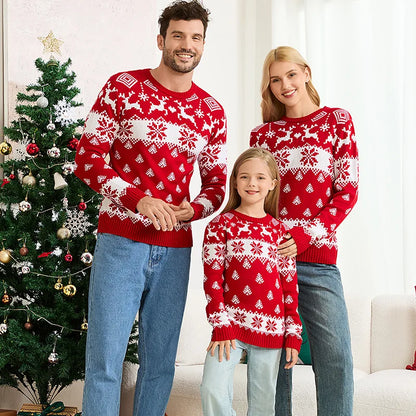 Christmas Family Matching Sweaters Full Sleeve Allover Print Knitwear Casual Soft Knitted Jumpers Adults Kids Pullover Xmas Look