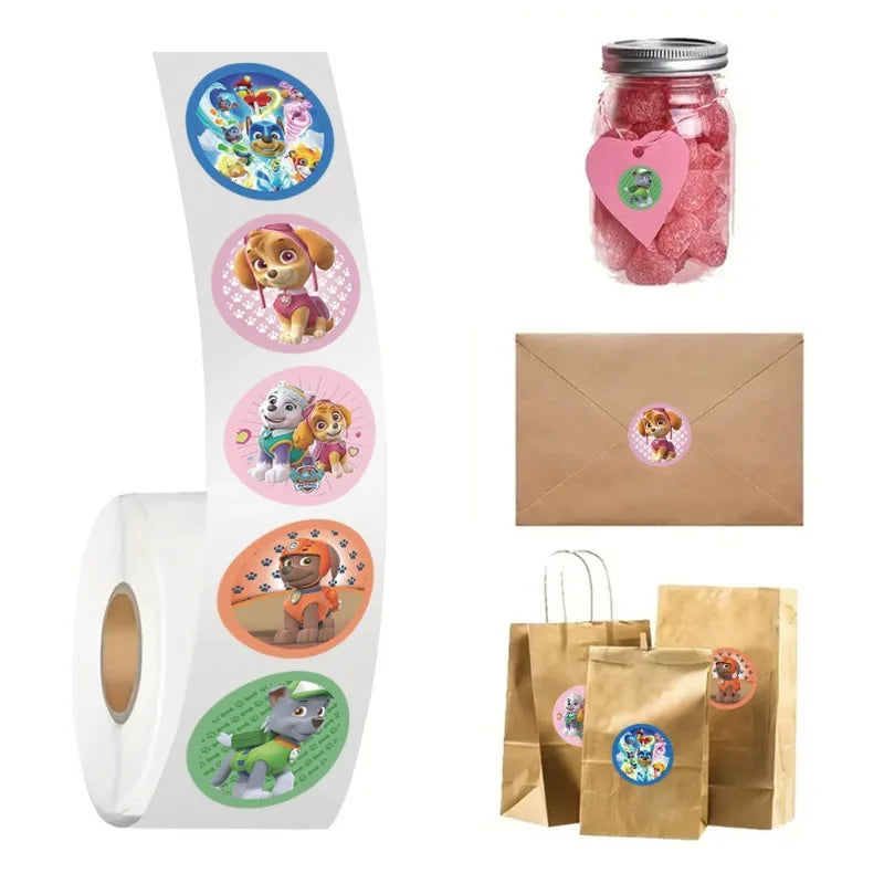 500 Sheets/Roll Paw Patrol Sticker Cartoon Anime Sticker Decoration Kids Album Diary Envelope Sealing Paper Tape Kids Toys