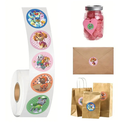 500 Sheets/Roll Paw Patrol Sticker Cartoon Anime Sticker Decoration Kids Album Diary Envelope Sealing Paper Tape Kids Toys