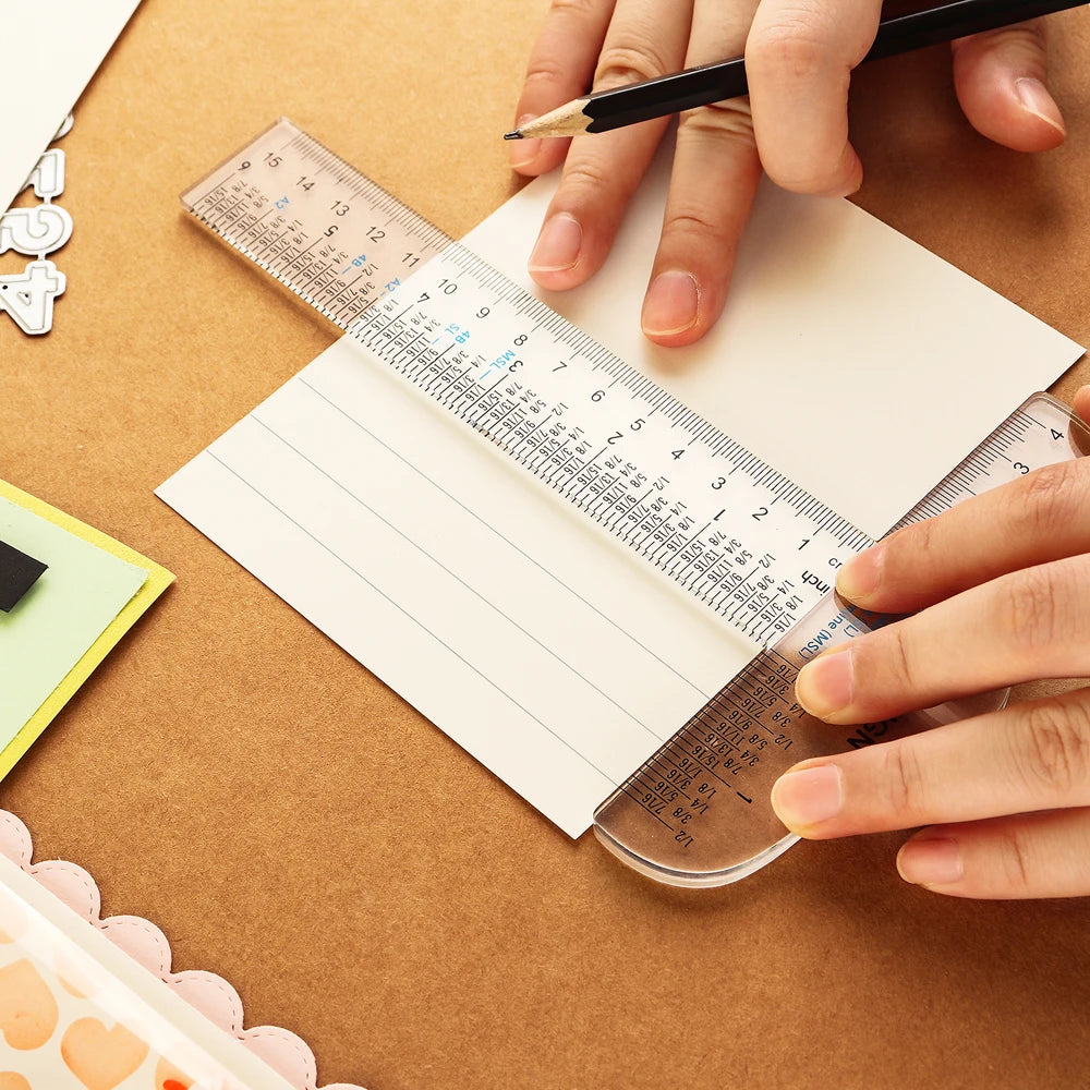 1pc 6" Acrylic T-Square Ruler Cm/inch Double Side Scale Measuring Tool for Easy Reference Positioning Cardmaking Crafting Tools