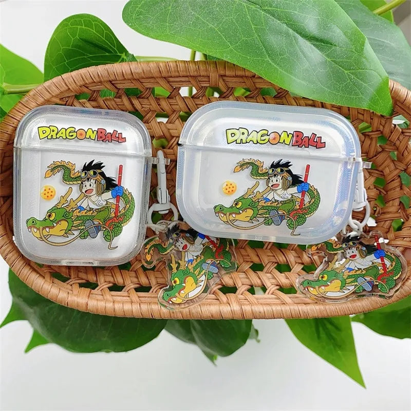 Dragon Ball Z Son Goku Anime Transparent Earphone Case for Airpods 4 1 2 3 Pro 2 Protective Shell with Pendant Headphone Cover