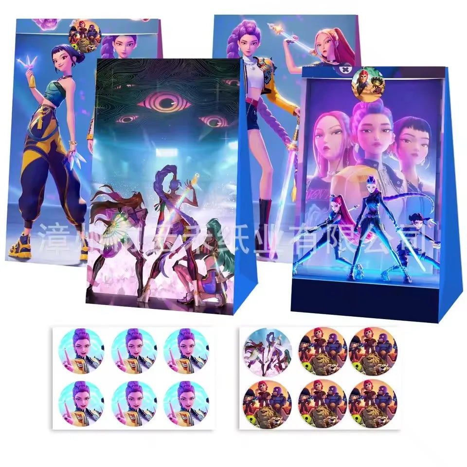 12/24pcs Kpop Demon Hunters Candy Box Birthday Party Supplies Portable Paper Box Packing Funny Gifts Game Anime Goku Gift Bags