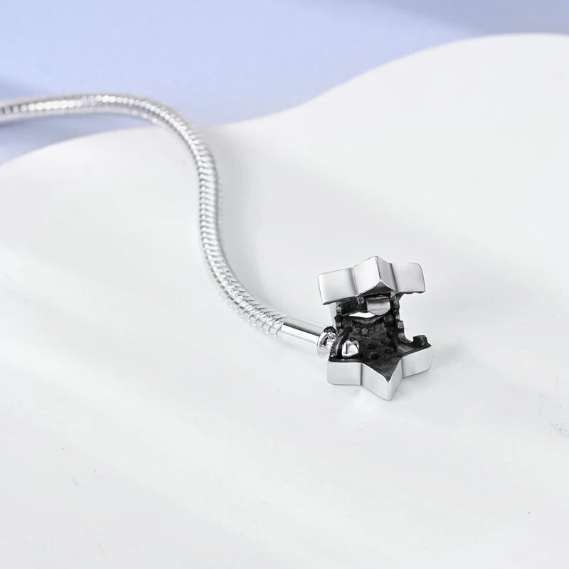 925 Sterling Silver Charm Bracelet - Leaf, Clover, Butterfly & Heart Design | 17-20cm Adjustable