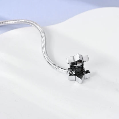 925 Sterling Silver Charm Bracelet - Leaf, Clover, Butterfly & Heart Design | 17-20cm Adjustable