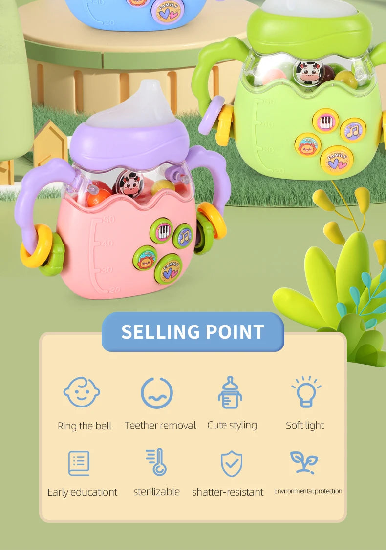 Baby bottle rattle puzzle early education toy Baby teaser pacifier Christmas gift Newborn grip Training Music story