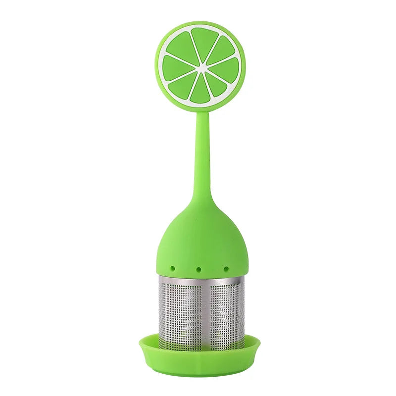 Silicone Handle Tea Infuser Stainless Steel Tea Ball Filter Teapot Cha Coffee Strainer Creative Lemon Orange Shape Spice Sieve
