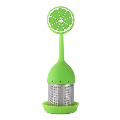 Silicone Handle Tea Infuser Stainless Steel Tea Ball Filter Teapot Cha Coffee Strainer Creative Lemon Orange Shape Spice Sieve