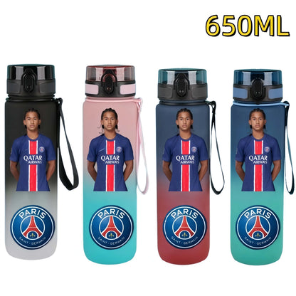 650ml 2025 Champion Team Football Star Water Cup Désiré Doué Portable Large Capacity Sports Fitness Flip Cover Drinking Bottle