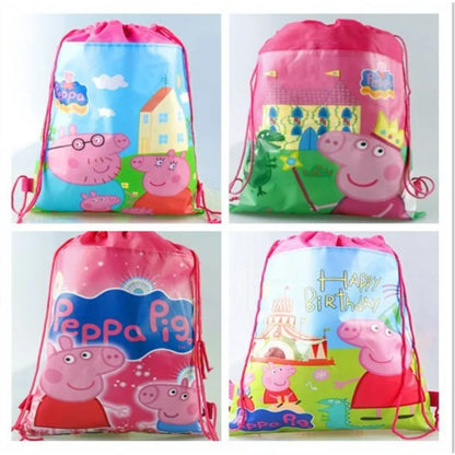 Peppa Pig Doggy Drawstring Pouch Kids Waterproof Nonwoven Backpack