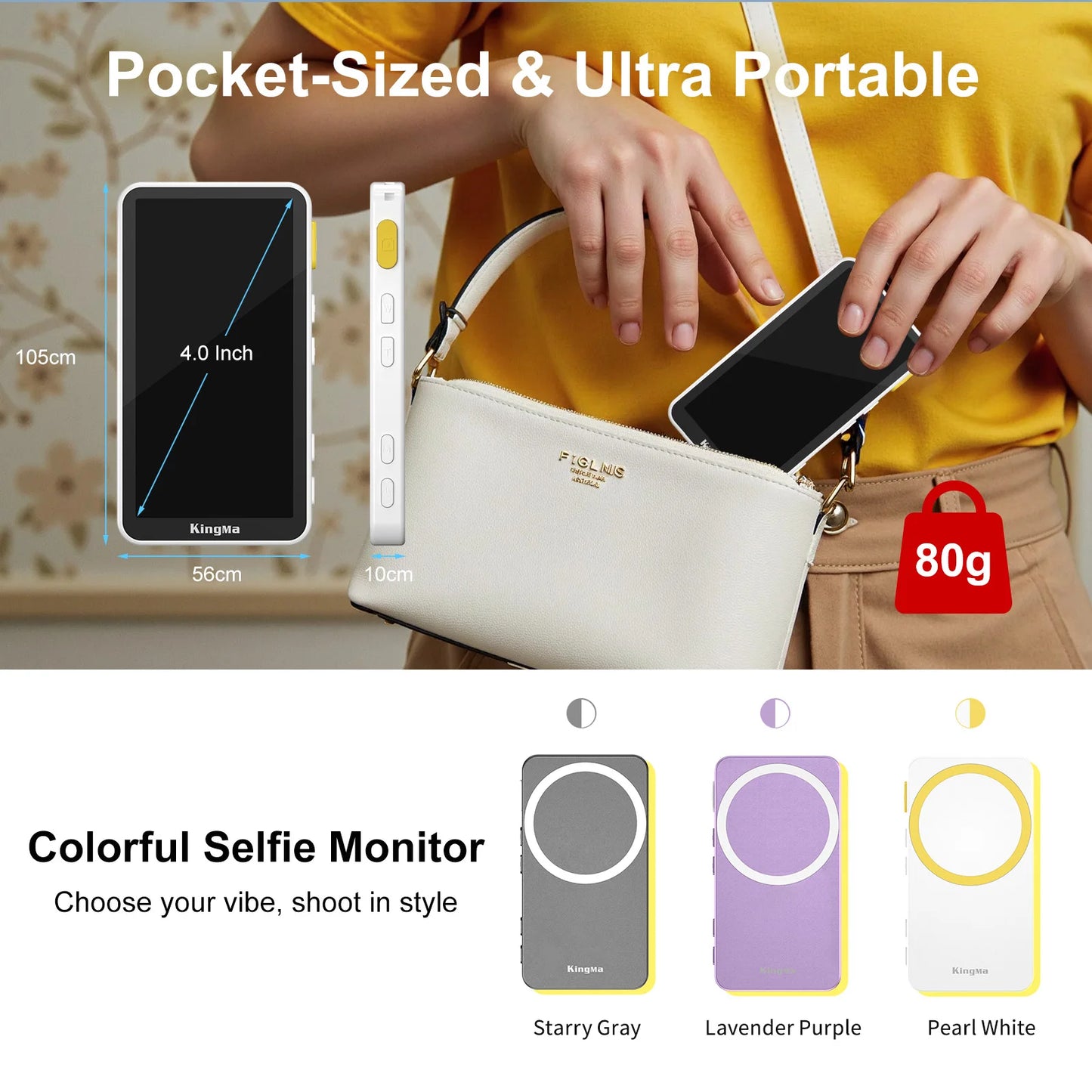 Phone Vlog Selfie Monitor Screen, Touchscreen Monitor, Wireless Transmission with Bluetooth Remote for iPhone Live Stream TikTok