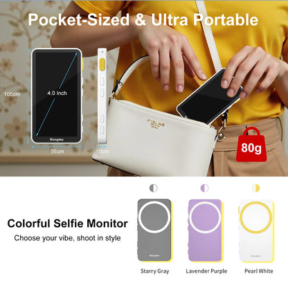 Phone Vlog Selfie Monitor Screen, Touchscreen Monitor, Wireless Transmission with Bluetooth Remote for iPhone Live Stream TikTok