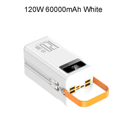 60000mAh Portable Power Bank - 120W Fast Charging Solar Generator for Camping Emergency Outdoor