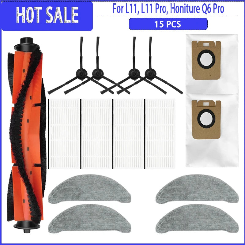 Hauptseitenbürste, Filter, Wischmopp, Staubbeutel für Imou L11 / L11 Pro / Honiture Q6 Pro / Laresar L6 Pro / Airrobo T10+ / Arnagar S8 Pro Ersatzteile